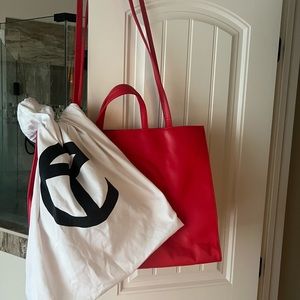 Large red telfar shopping bag